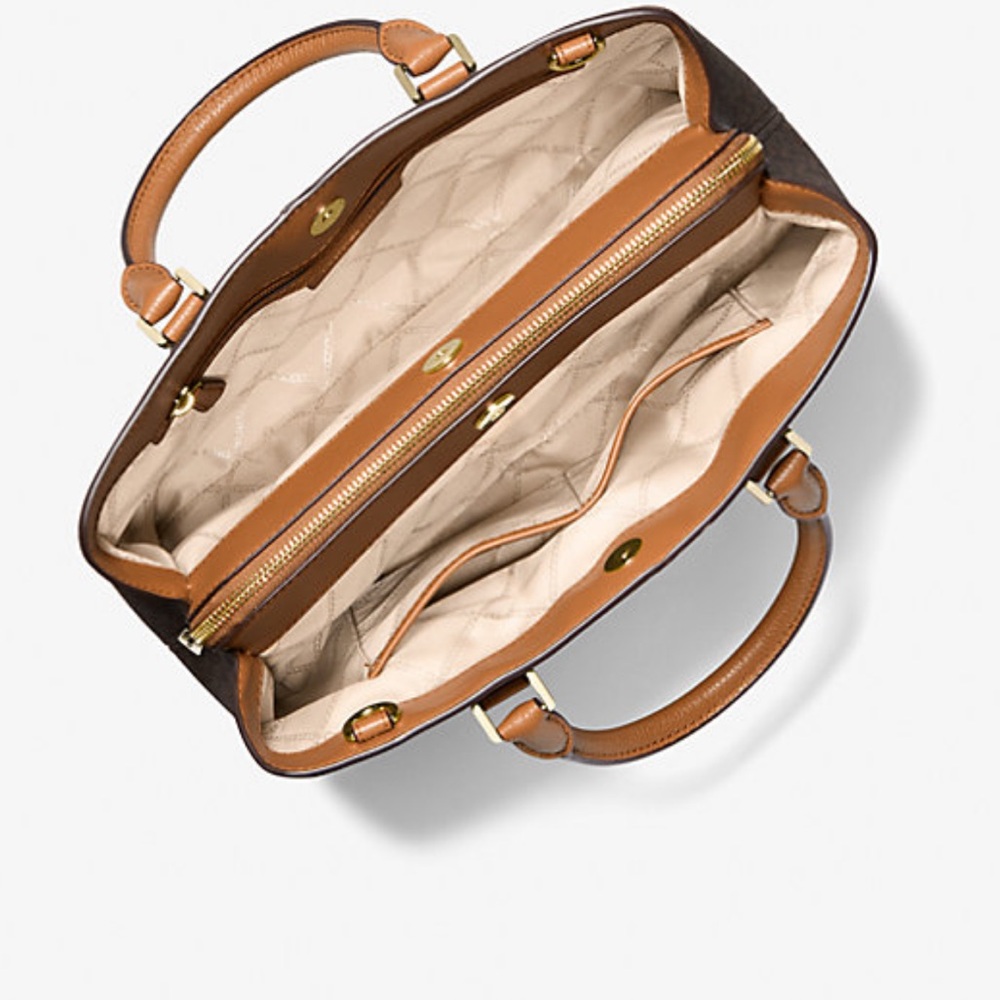 Michael Kors Camille Large LOGO And Leather Satchel - Picture 9 of 11